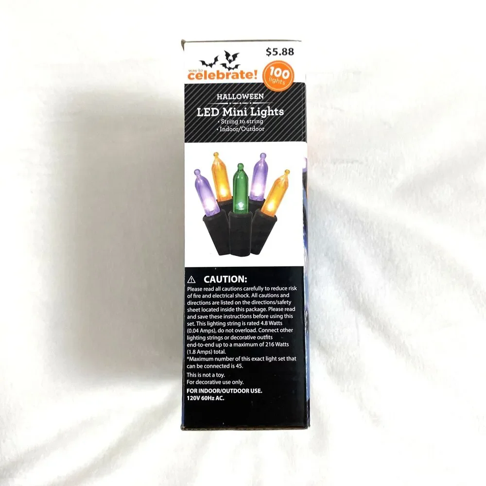 Halloween Led Mini Lights Purple Green Orange 2 Packs Home Decor Indoor Ourdoor